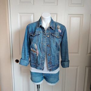 Style & Co Jeans embellished denim jacket sz XS